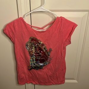 Pink graphic tee were butterfly changes from children place size Xl